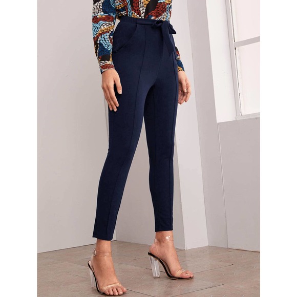 Tie Front Pocket Skinny Pants black - Picture 7 of 11